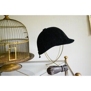 Saks 5th Avenue Black Velvet Riding Helmet Dressage Horse Equestrian Decor
